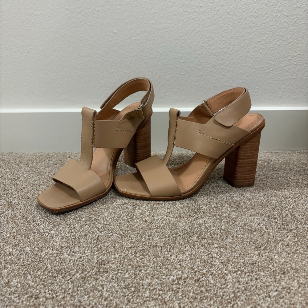 Sigerson Morrison Tan Leather Block Heels